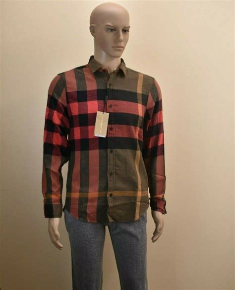 burberry brit holmes military olive cotton nova flannel shirt